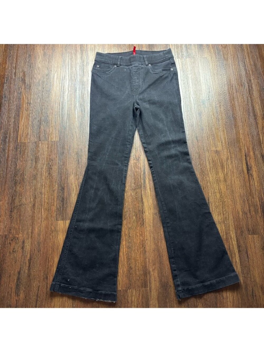 Spanx Pull On Flare Jeans Black Wash High Rise 20326R Size Medium